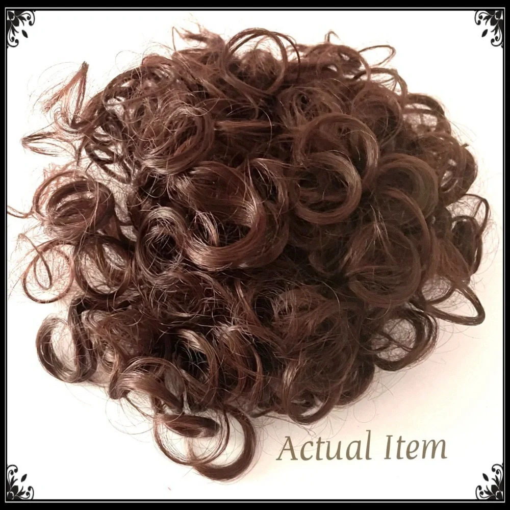 RICH CHOCOLATE WALNUT BROWN CURLY UPDO MESSY BUN HAIR DO WIG PIECE ACCESSORY - Picture 7 of 7